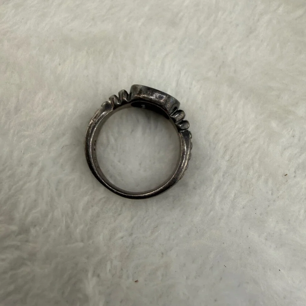 Vintage Ring Sterling Silver Signed CW Polished Stone 6.75
